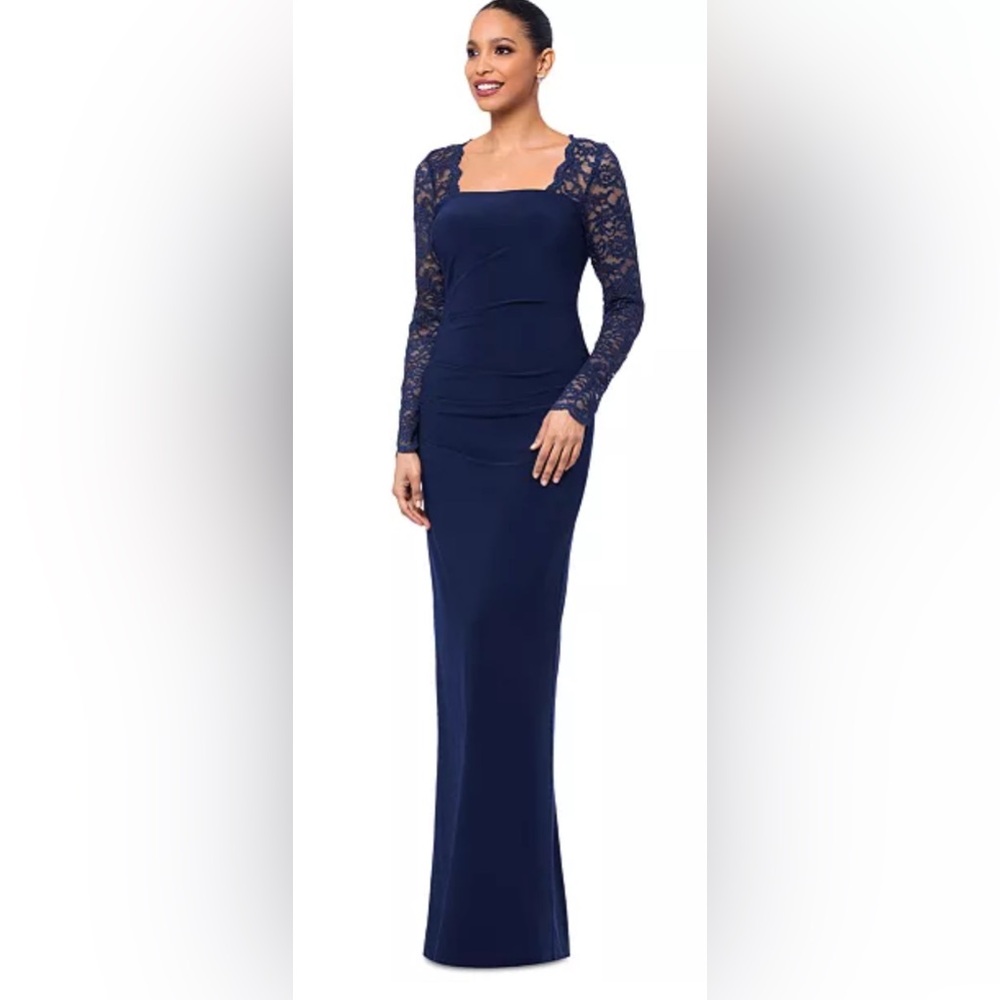 B&A By Betsy and Adam
Betsy & Adam Women's Lace-Sleeve Square-Neck Gown